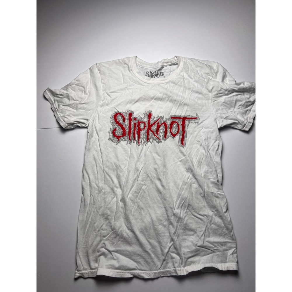 Slipknot Graphic T-Shirt Mens Small White Red Logo Back Print 2022 Band Tee